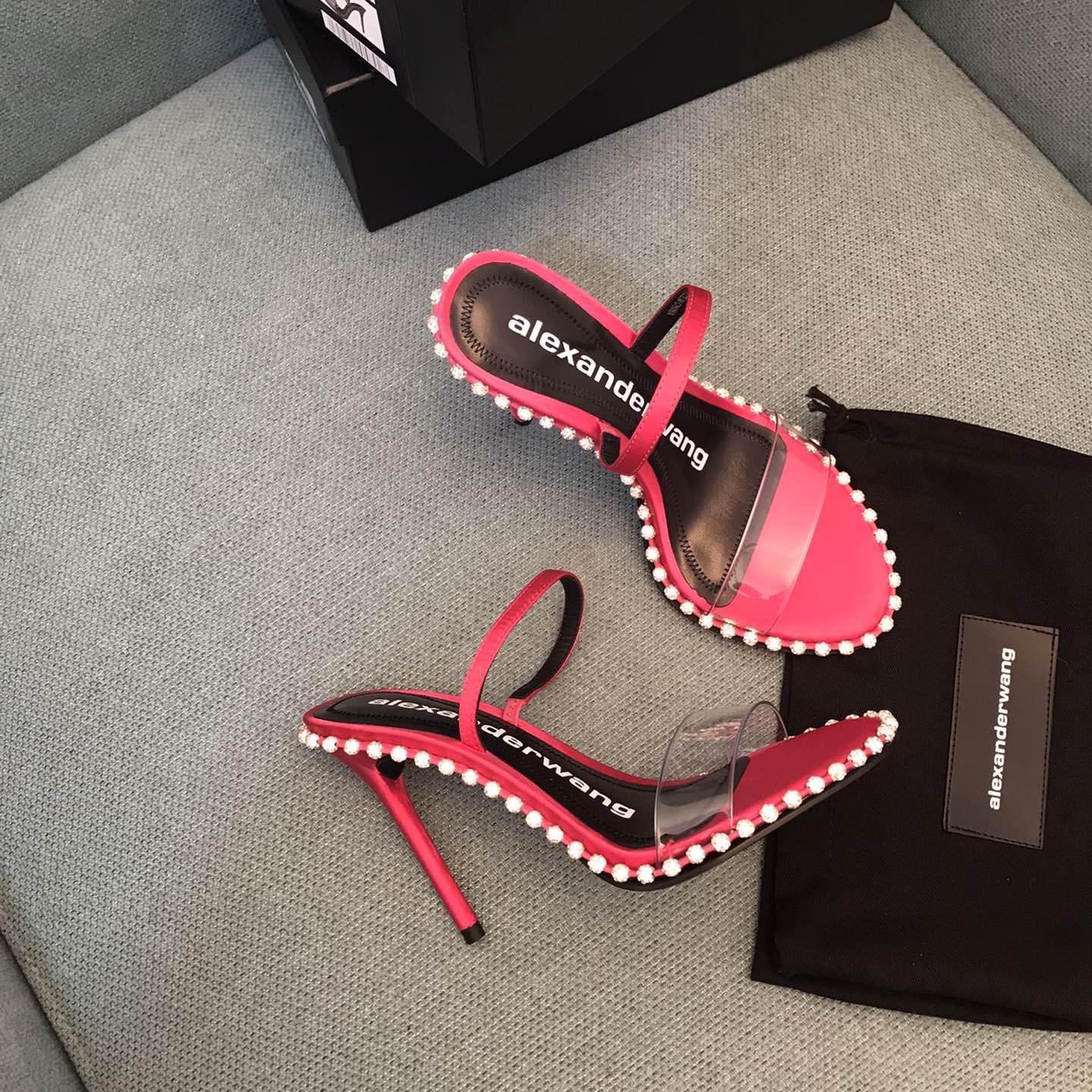 Alexander Wang Pink Satin Nova Crystal Sandals - PerfectKickZ