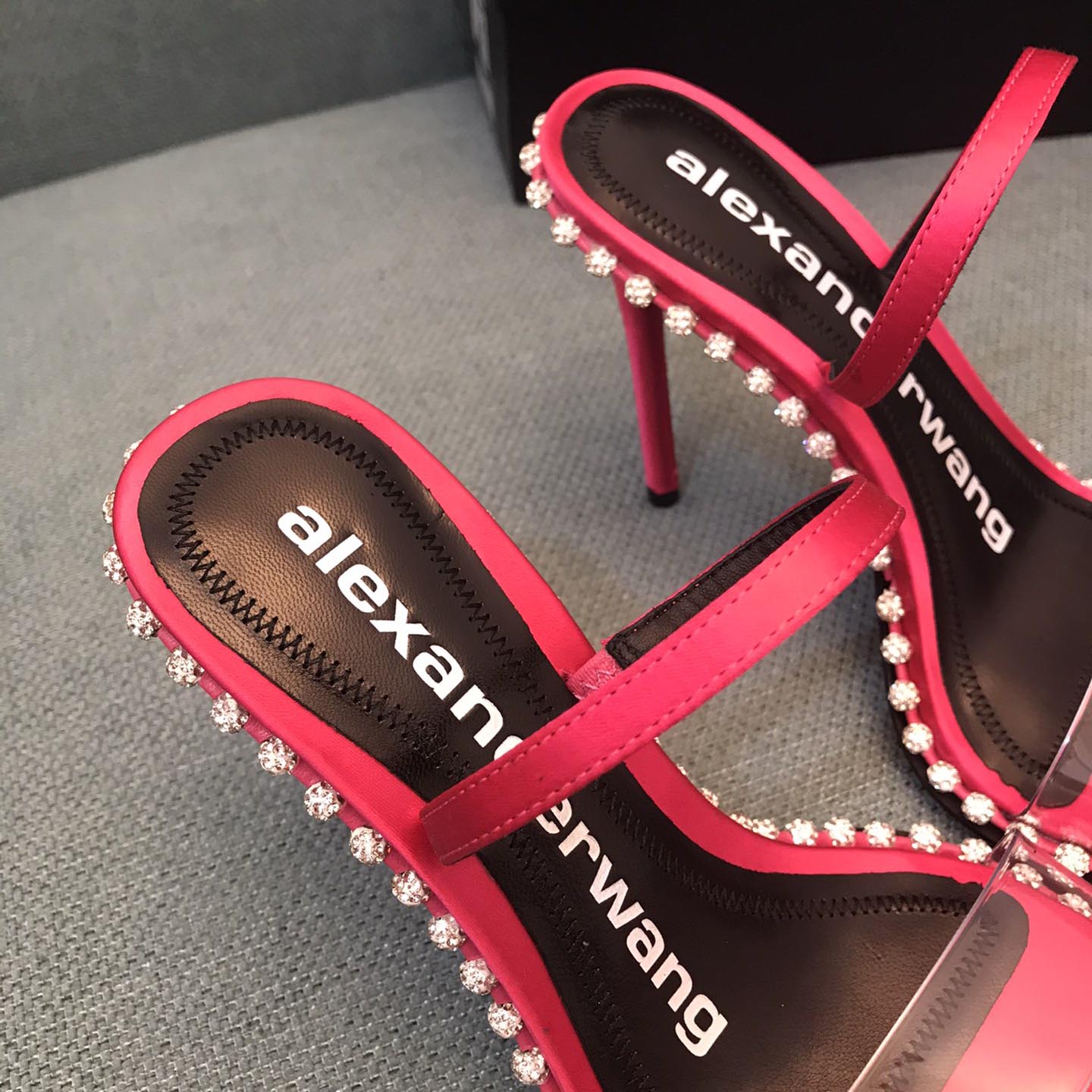 Alexander Wang Pink Satin Nova Crystal Sandals - PerfectKickZ