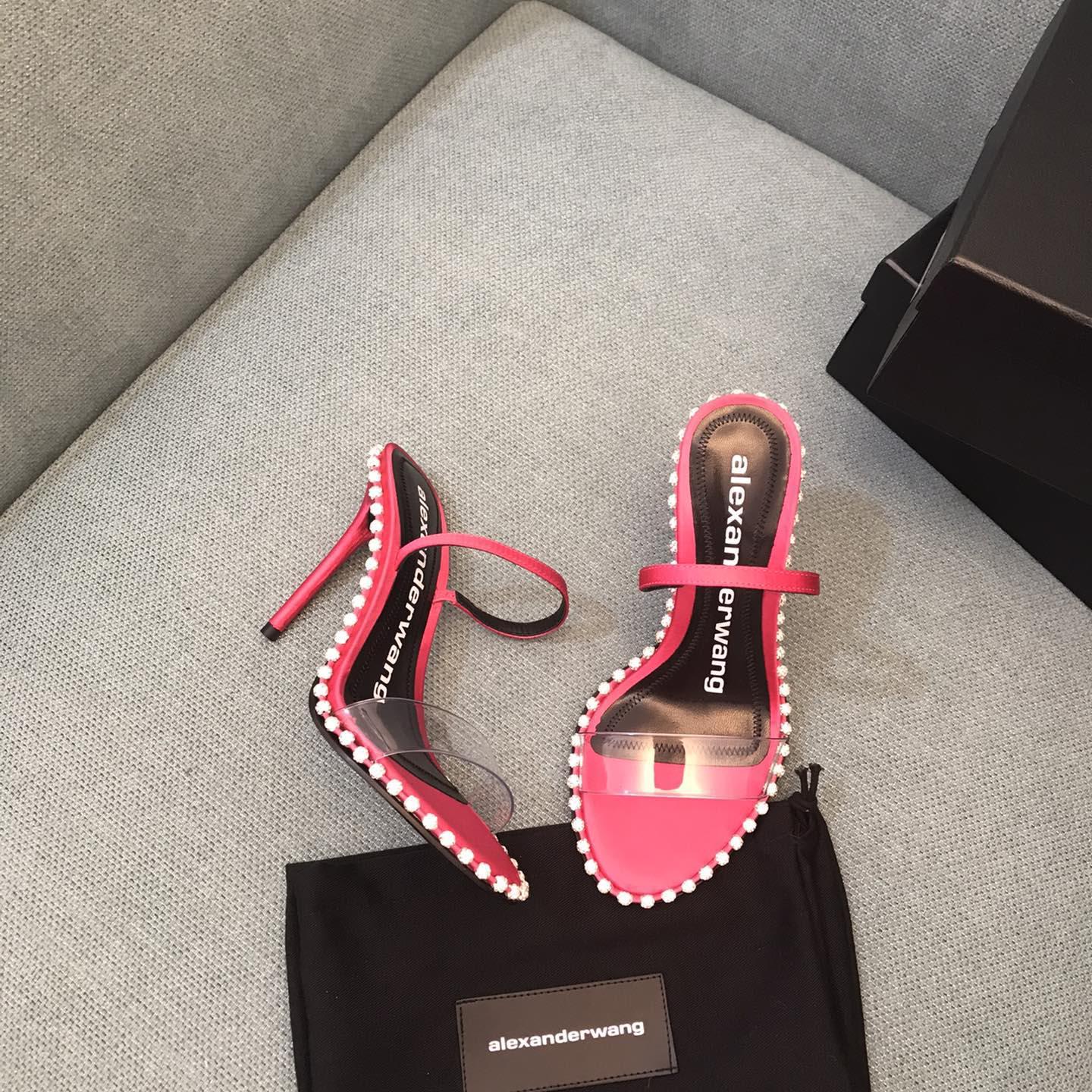 Alexander Wang Pink Satin Nova Crystal Sandals - PerfectKickZ