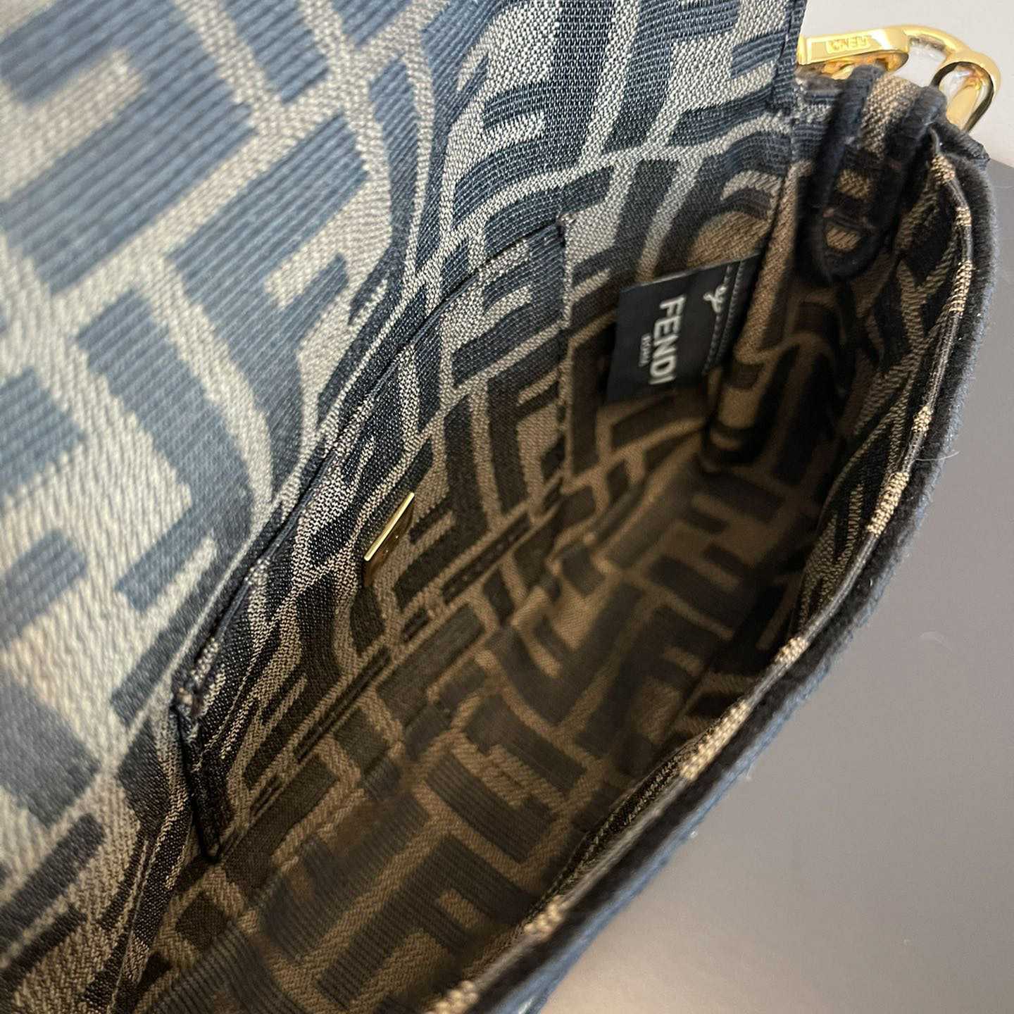 Fendi Baguette Mini Jacquard FF Fabric Bag - 