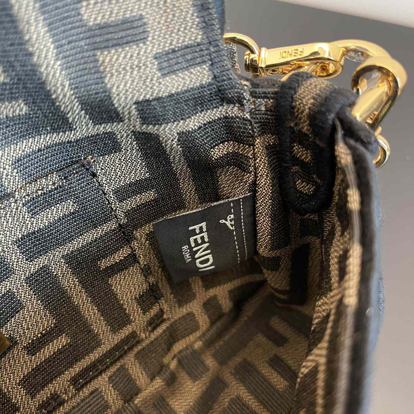 Fendi Baguette Mini Jacquard FF Fabric Bag - 