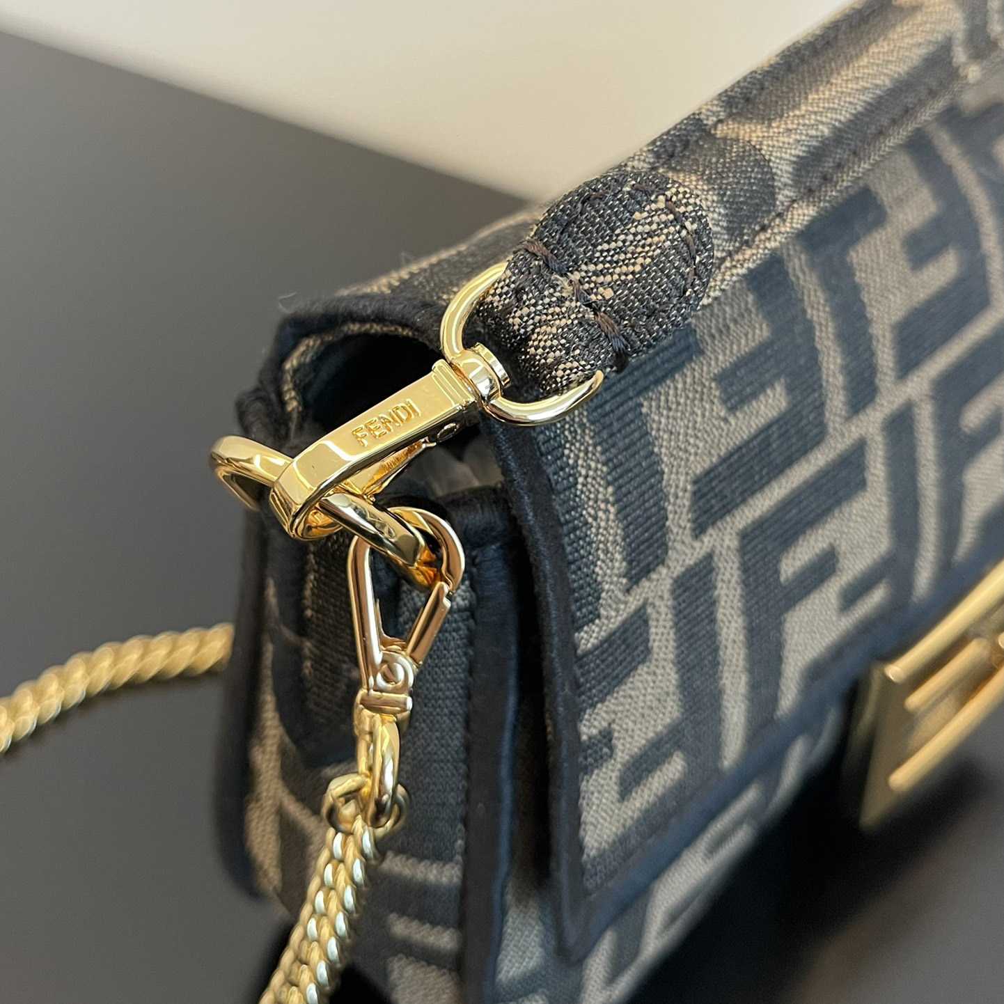 Fendi Baguette Mini Jacquard FF Fabric Bag - 