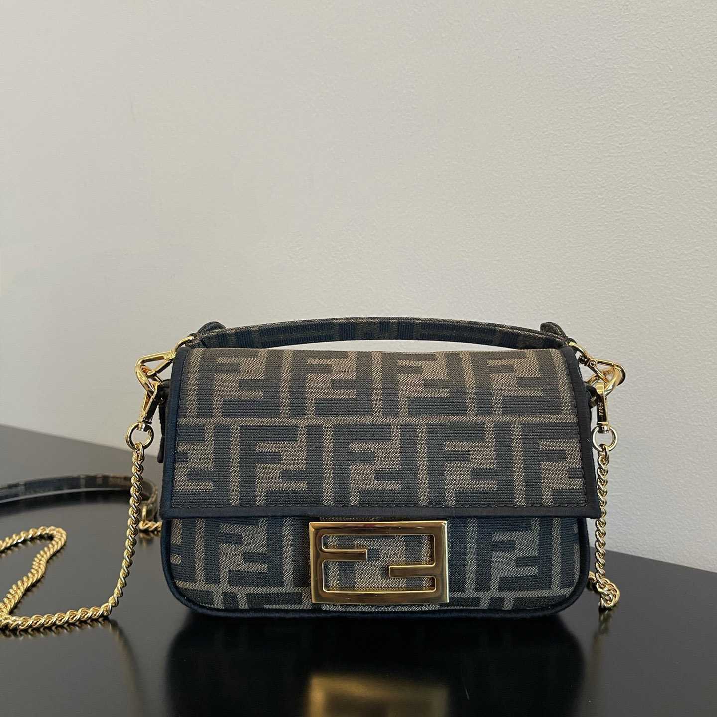 Fendi Baguette Mini Jacquard FF Fabric Bag - PerfectKickZ