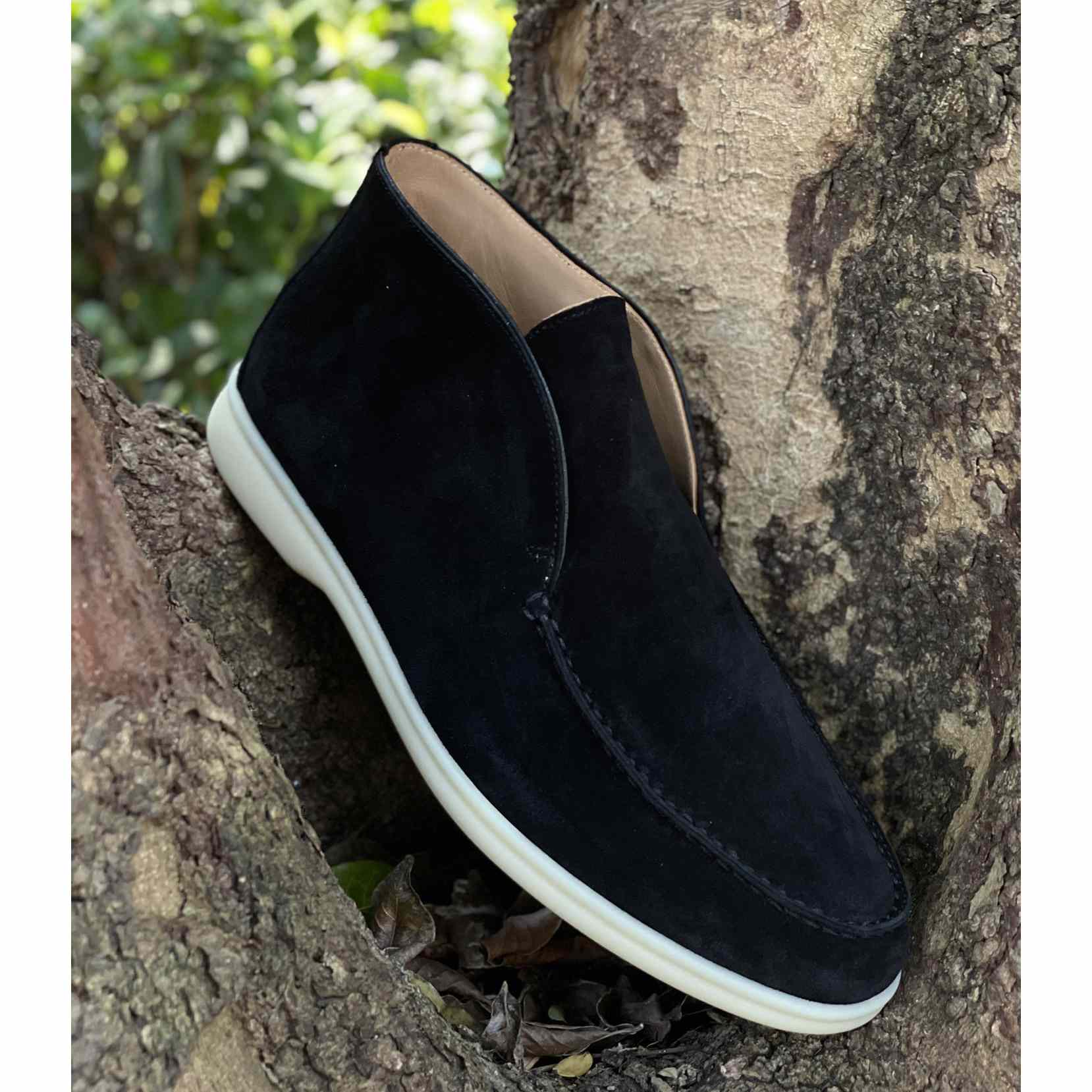 Loro Piana White Sole Summer Walk Loafers In Caviar - PerfectKickZ