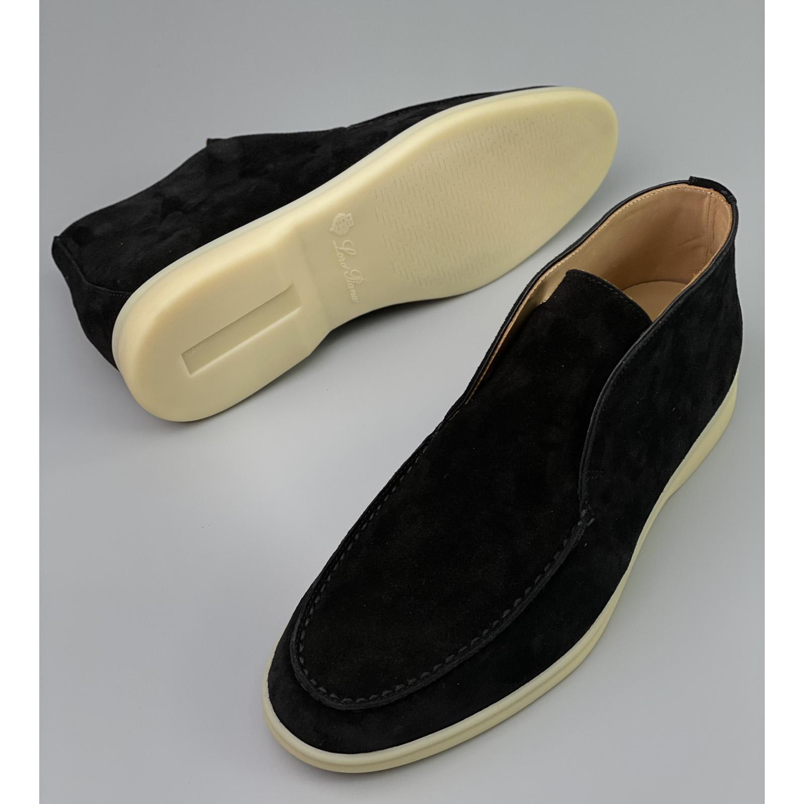Loro Piana White Sole Summer Walk Loafers In Caviar - PerfectKickZ