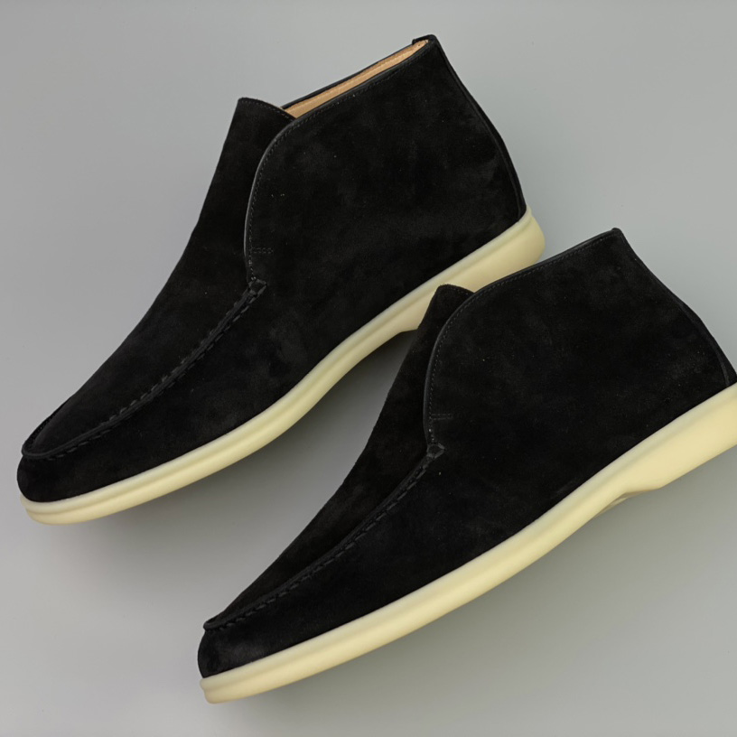 Loro Piana White Sole Summer Walk Loafers In Caviar - PerfectKickZ