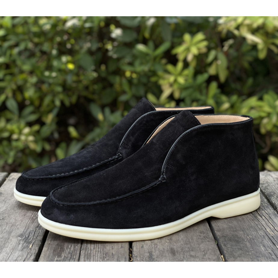 Loro Piana White Sole Summer Walk Loafers In Caviar - PerfectKickZ