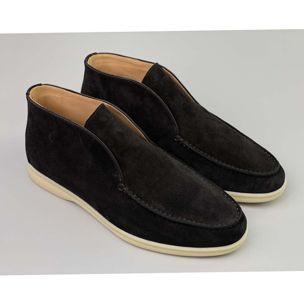 Loro Piana White Sole Summer Walk Loafers In Caviar - PerfectKickZ