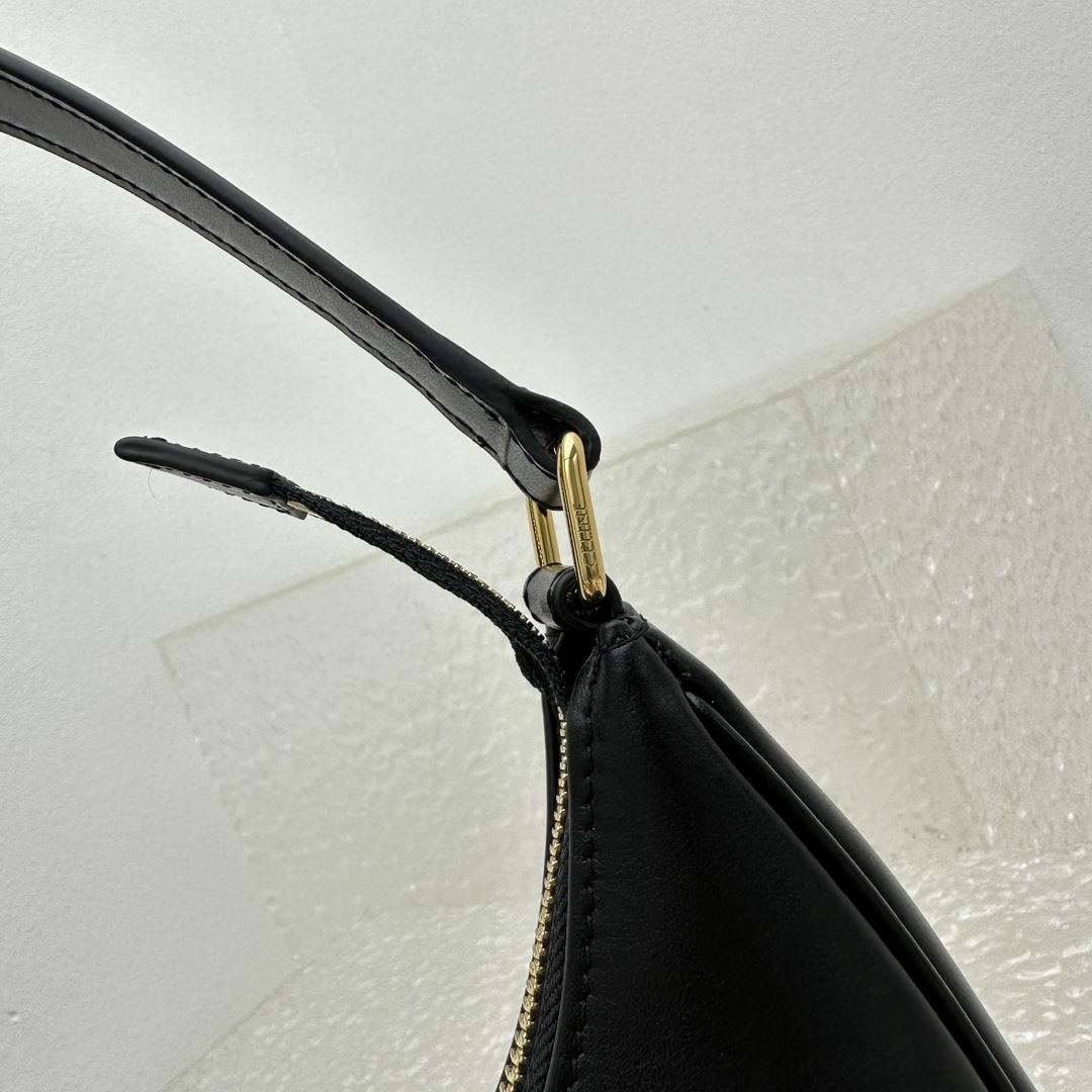 Celine Ava Triomphe Soft Bag In Smooth Calfskin Black - PerfectKickZ