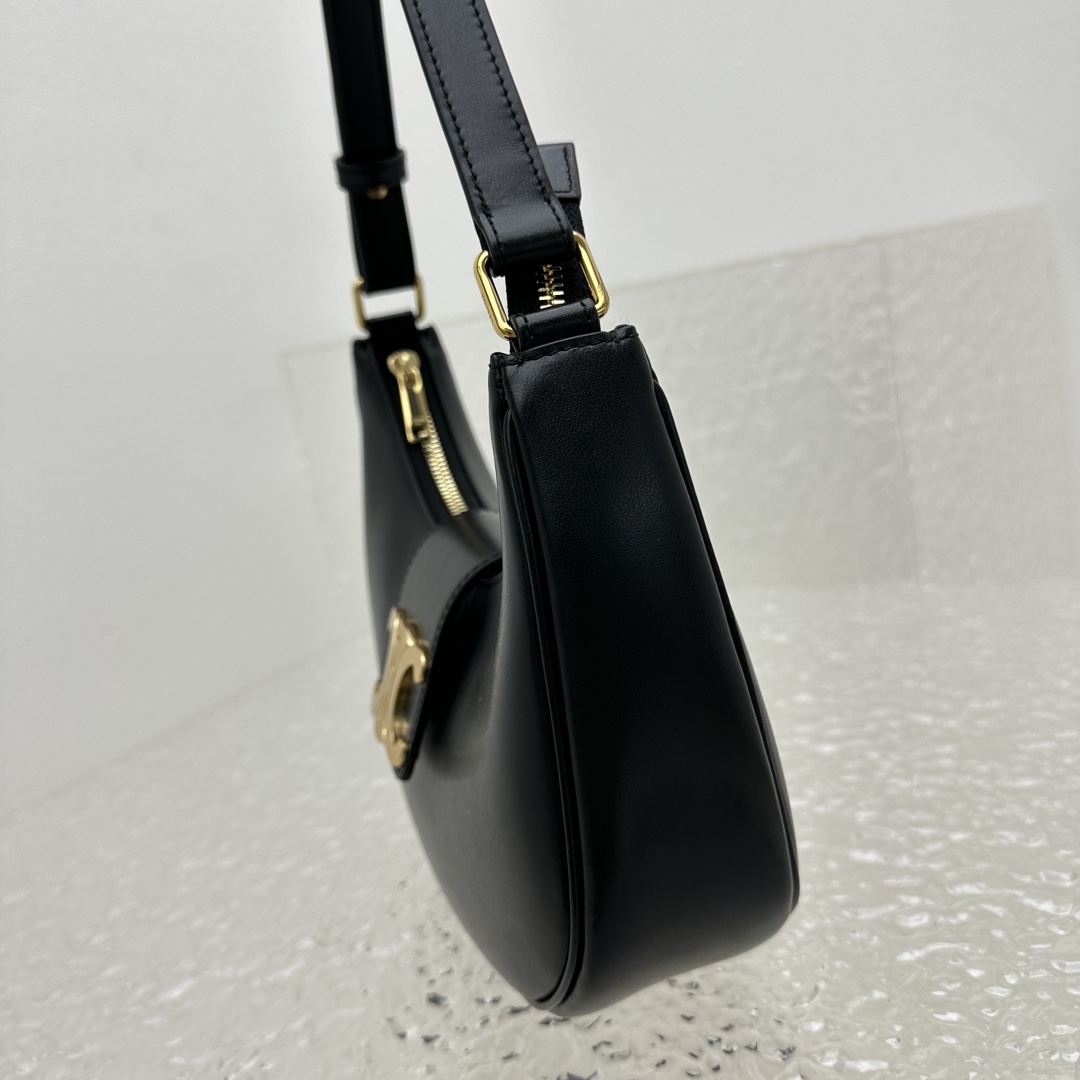 Celine Ava Triomphe Soft Bag In Smooth Calfskin Black - PerfectKickZ