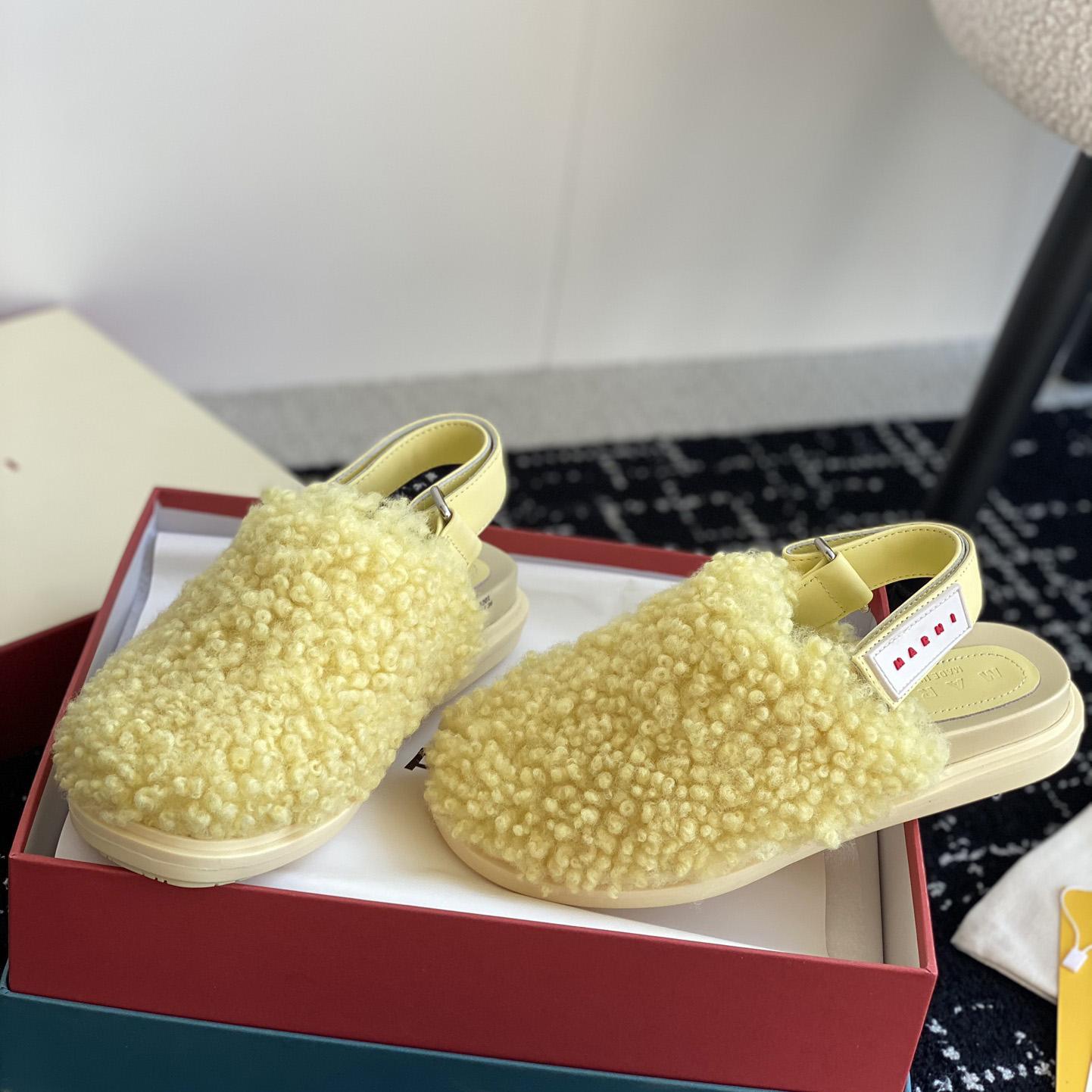 Marni Light Yellow Shearling Sabot - PerfectKickZ