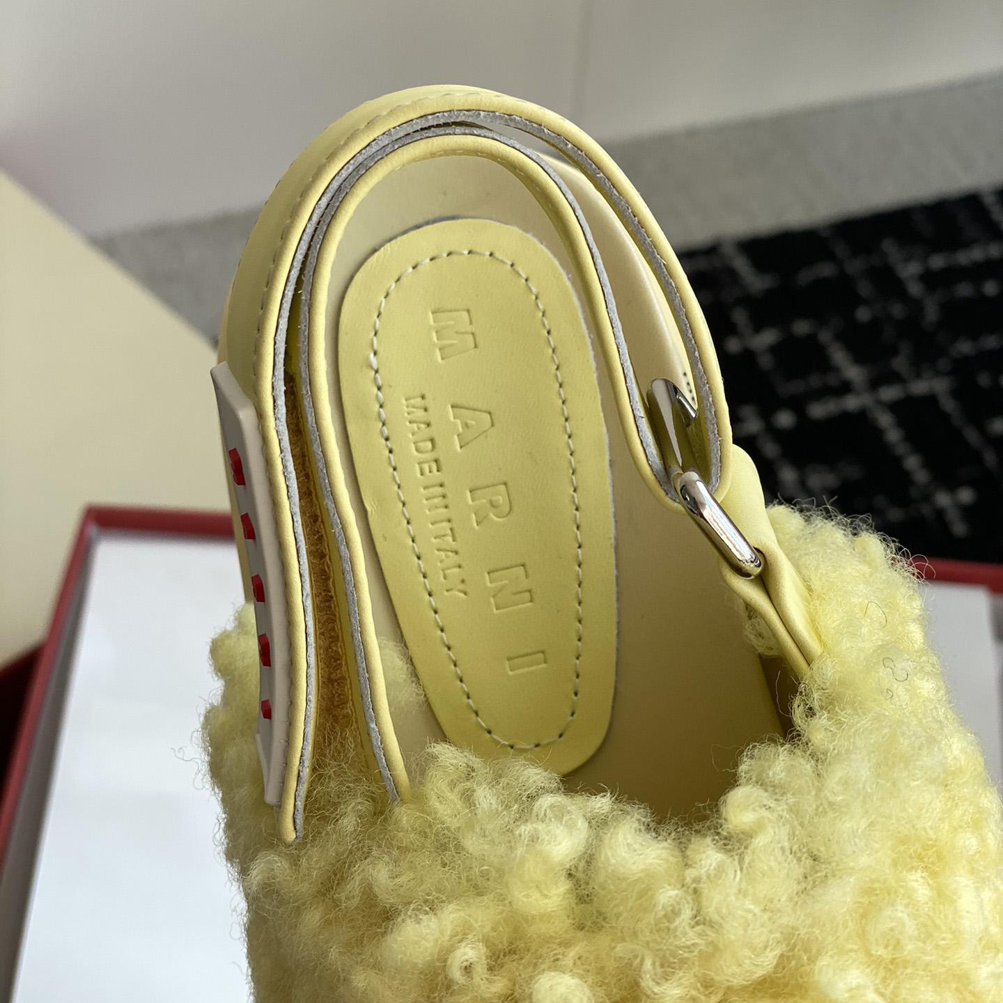 Marni Light Yellow Shearling Sabot - PerfectKickZ