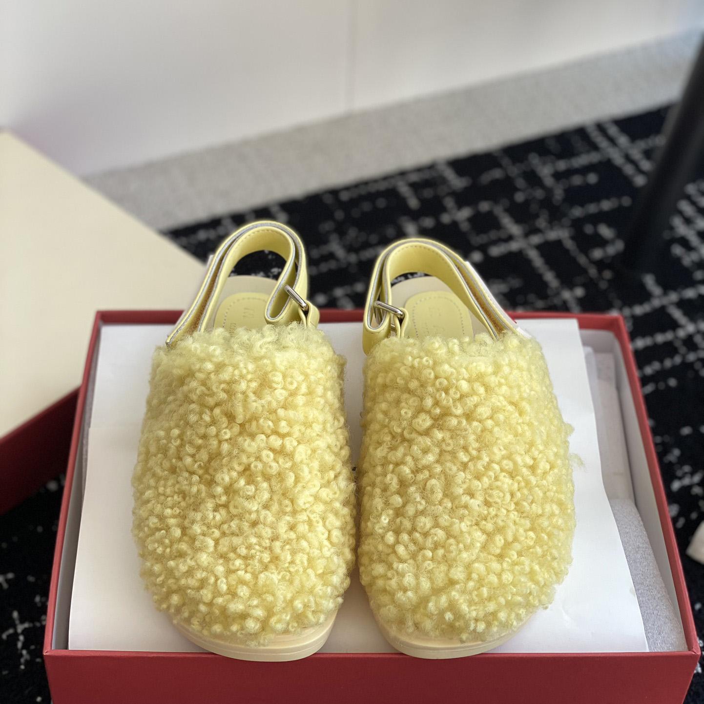 Marni Light Yellow Shearling Sabot - PerfectKickZ