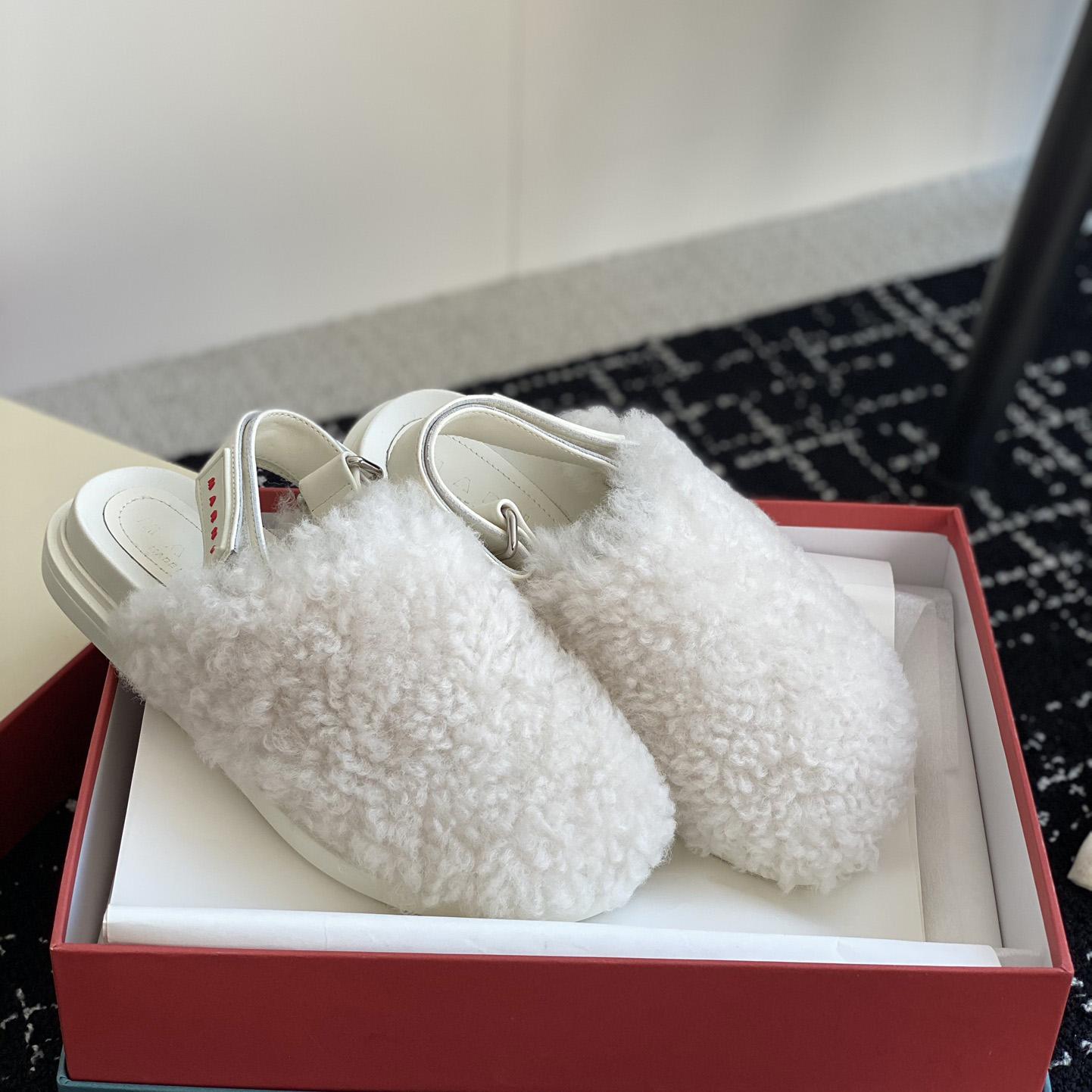 Marni White Shearling Sabot - PerfectKickZ