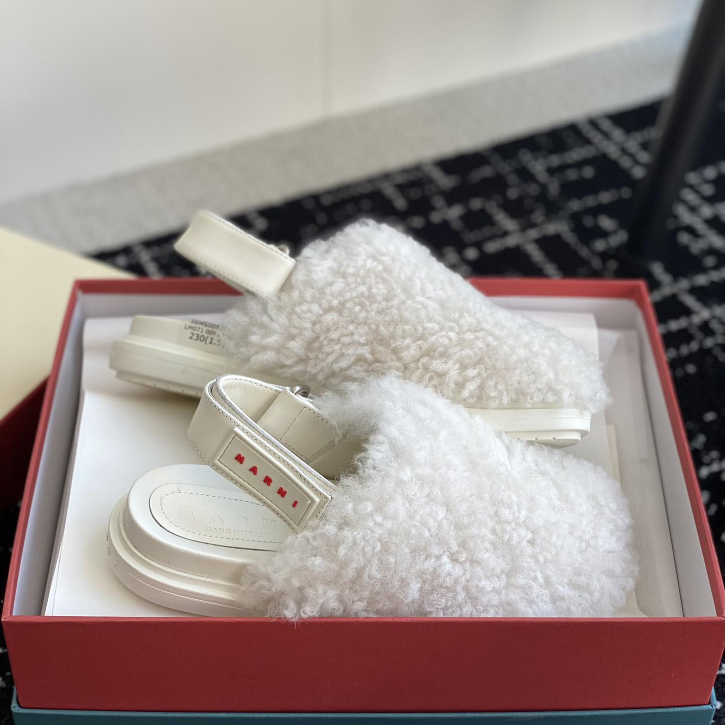 Marni White Shearling Sabot - PerfectKickZ