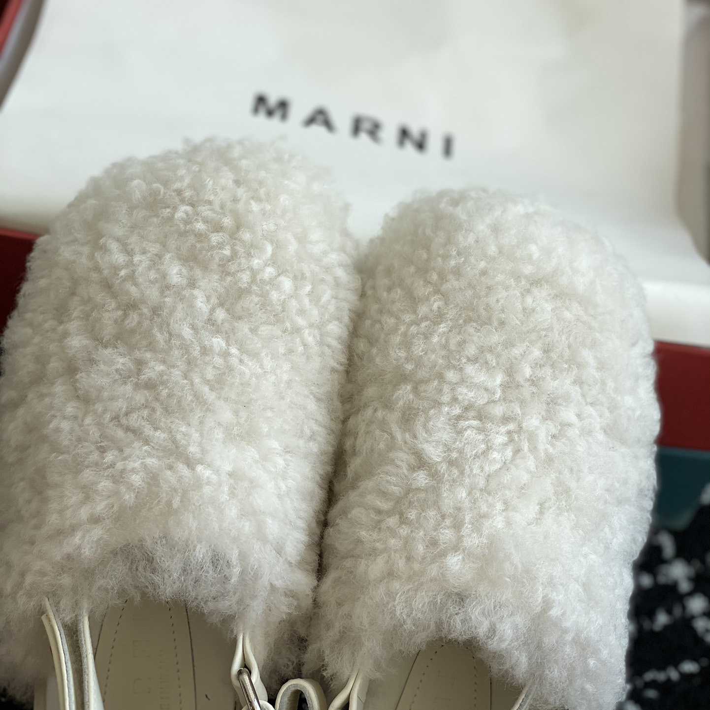 Marni White Shearling Sabot - PerfectKickZ