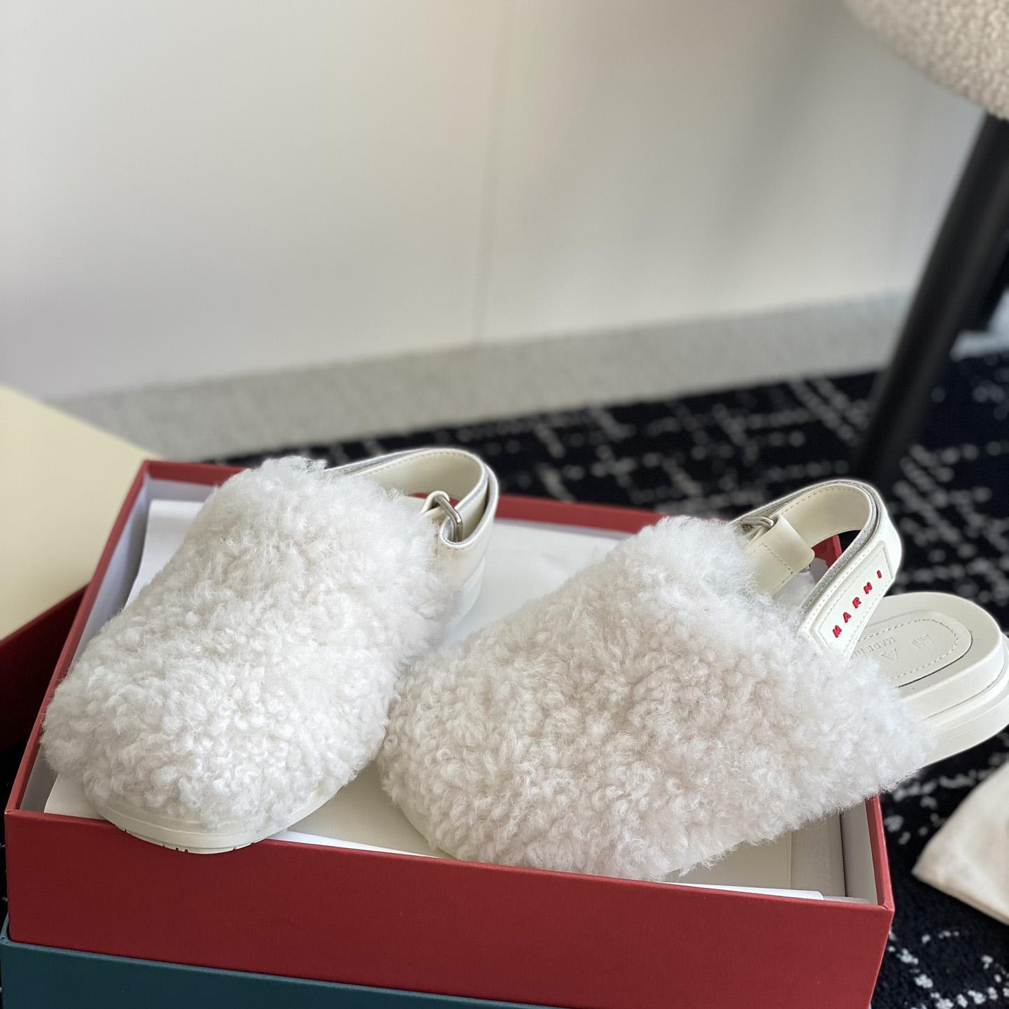 Marni White Shearling Sabot - PerfectKickZ
