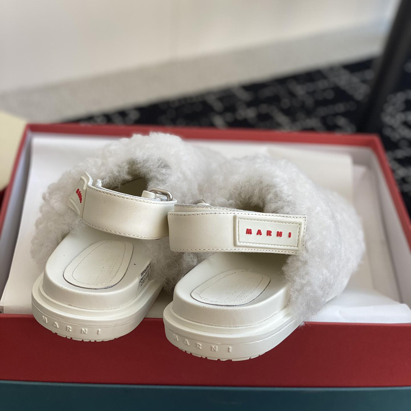 Marni White Shearling Sabot - PerfectKickZ