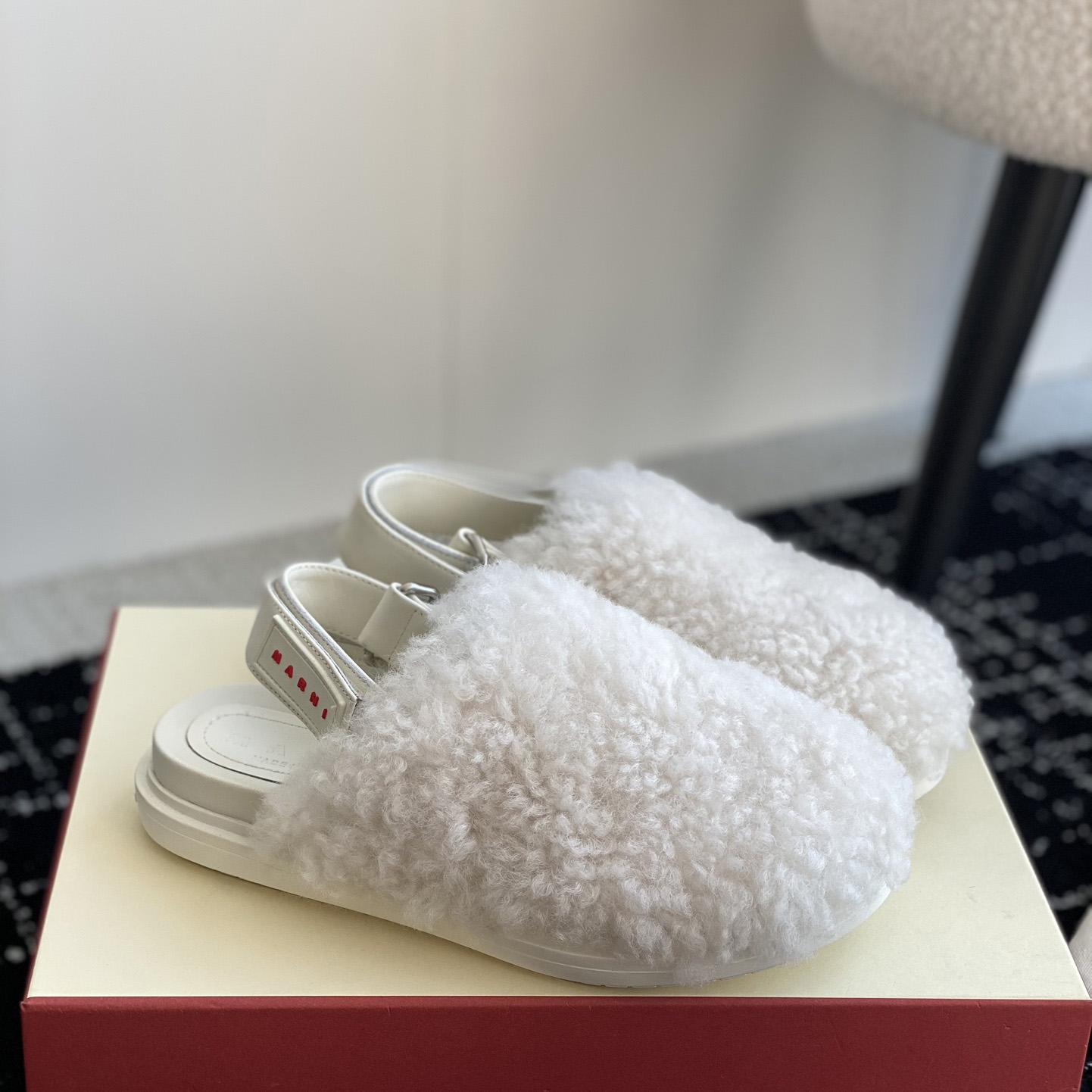 Marni White Shearling Sabot - PerfectKickZ