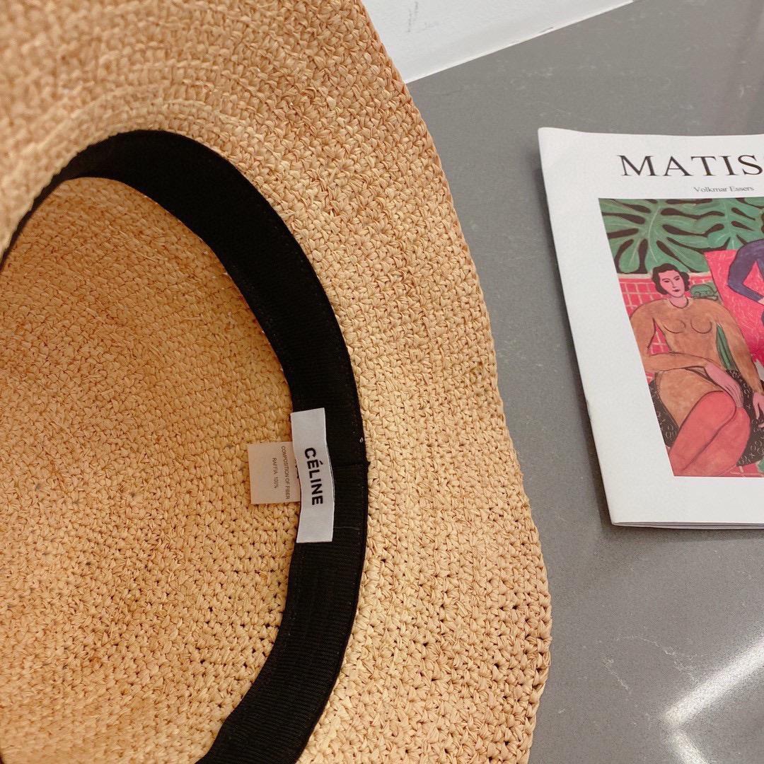 Celine Triomphe Hat In Raphia Natural / Black - PerfectKickZ