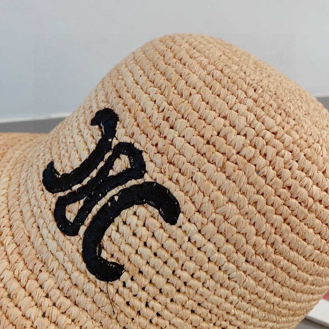 Celine Triomphe Hat In Raphia Natural / Black - PerfectKickZ