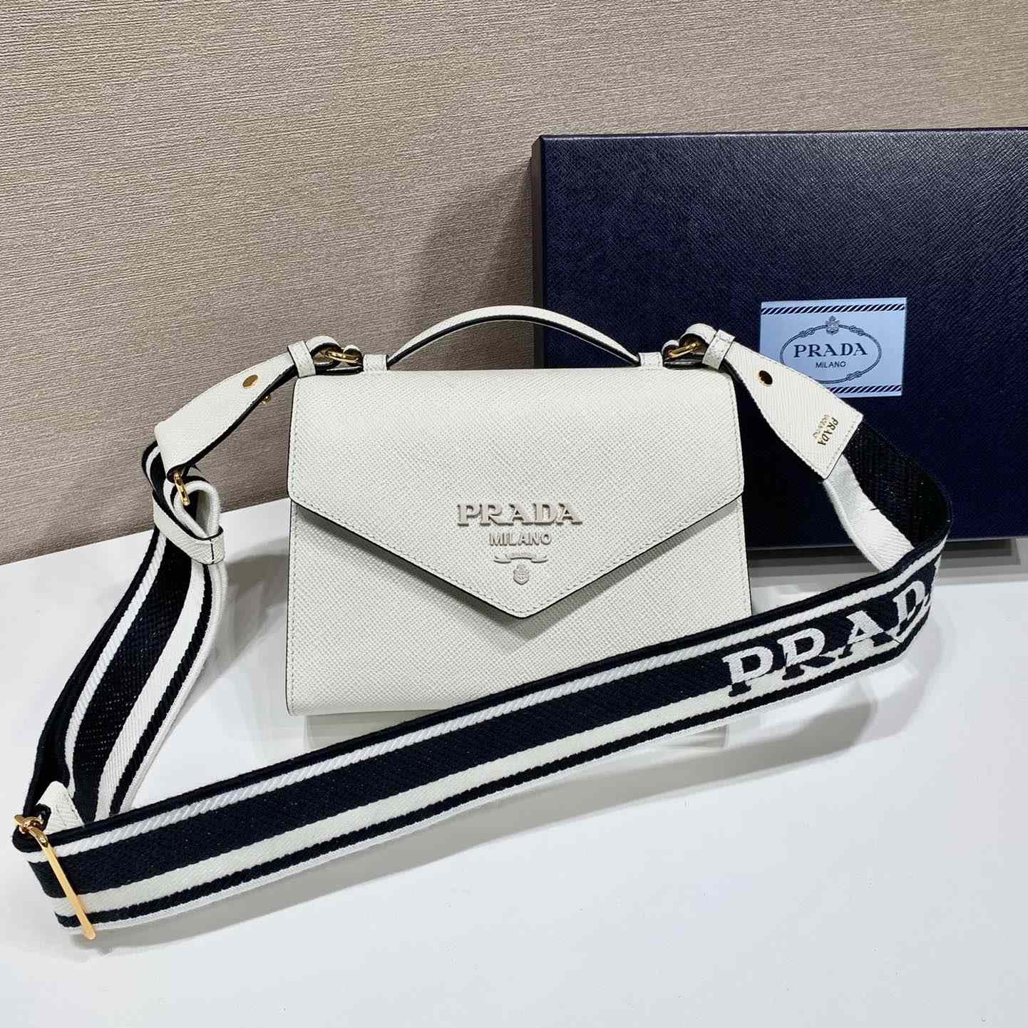 Prada Monochrome Saffiano And Leather Bag - PerfectKickZ