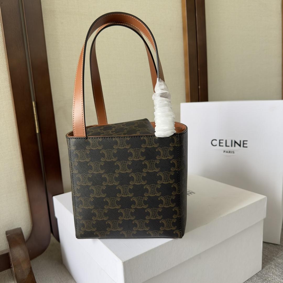 Celine Cube Bag Cuir Triomphe in Triomphe Canvas and Calfskin (15-15-15cm) - 