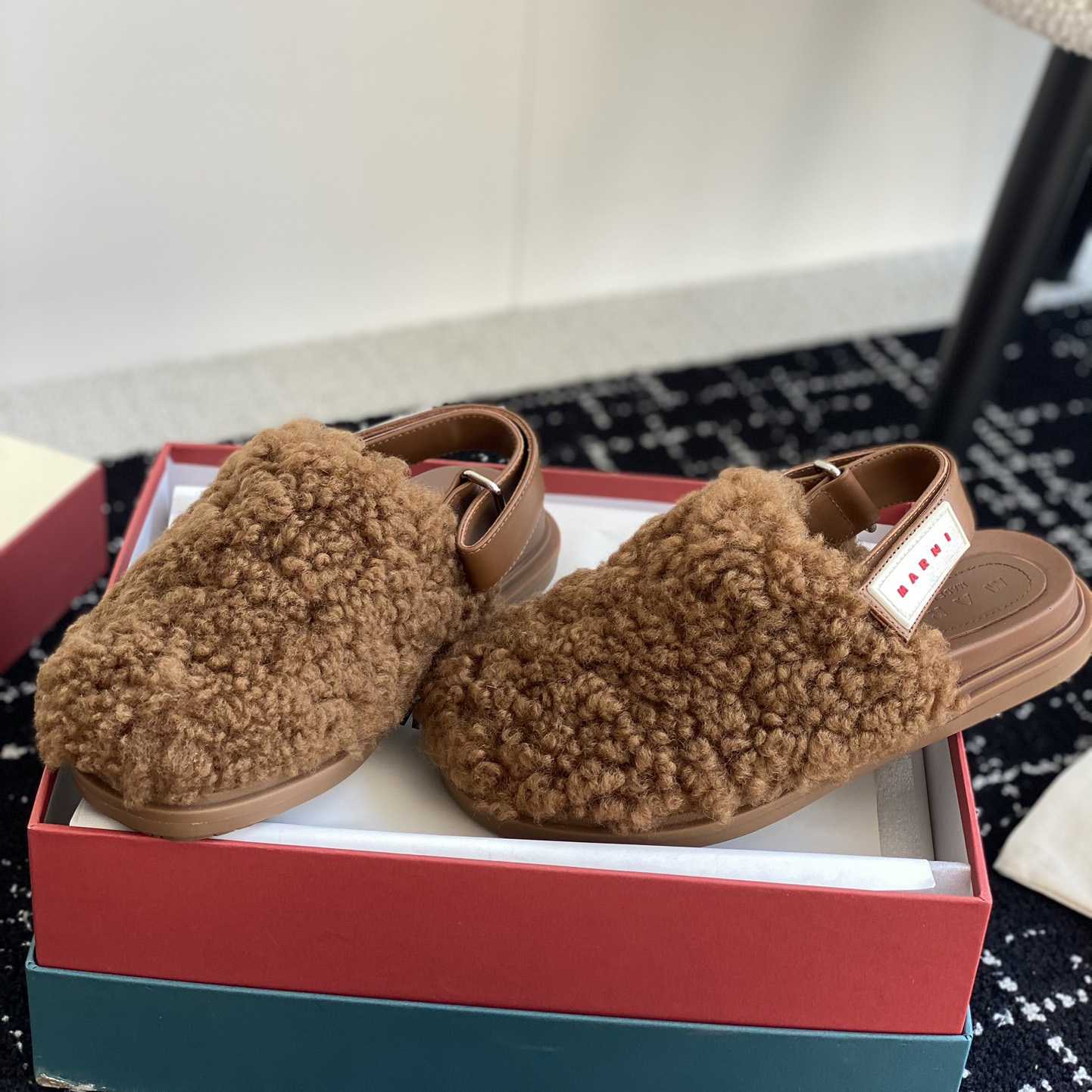 Marni Brown Shearling Sabot - PerfectKickZ