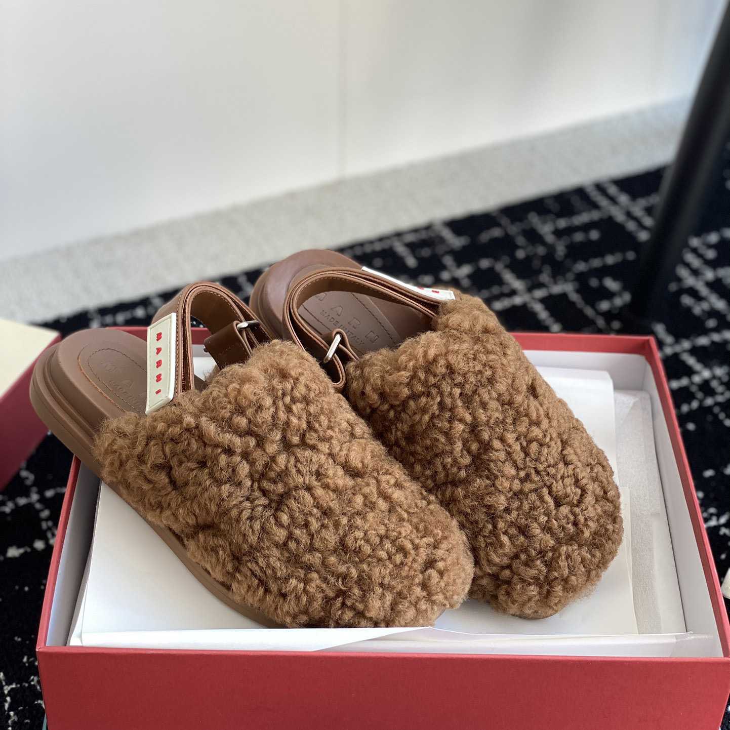Marni Brown Shearling Sabot - PerfectKickZ