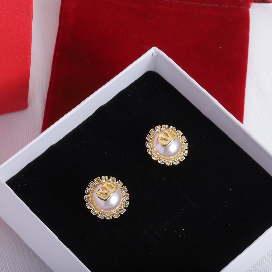 Valenti Garavani VLogo Signature Crystal Stud Earrings - PerfectKickZ