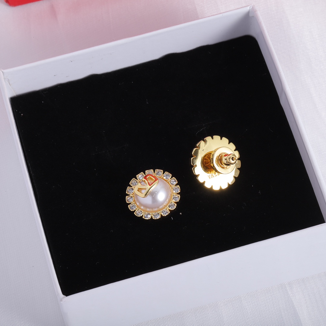 Valenti Garavani VLogo Signature Crystal Stud Earrings - PerfectKickZ
