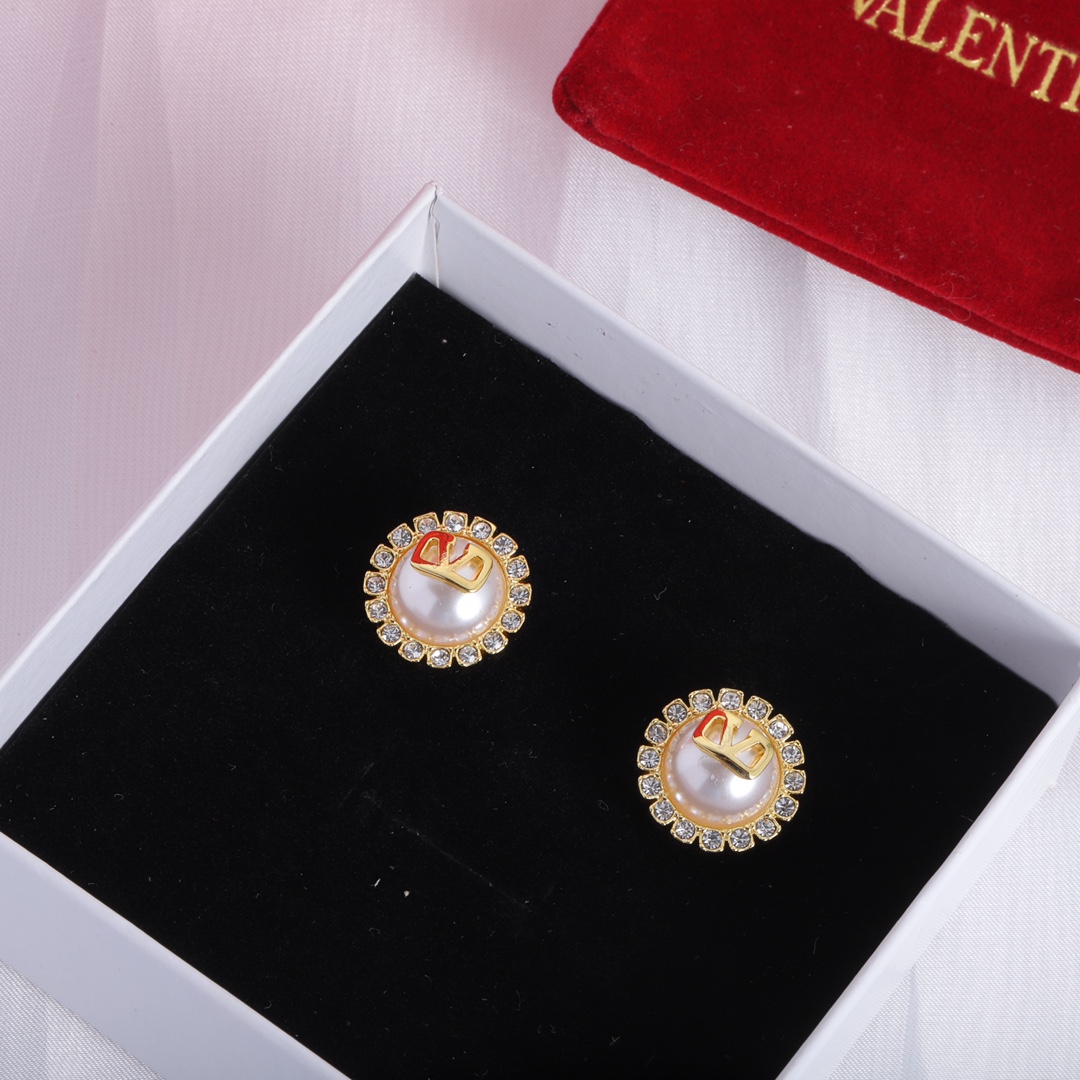 Valenti Garavani VLogo Signature Crystal Stud Earrings - PerfectKickZ