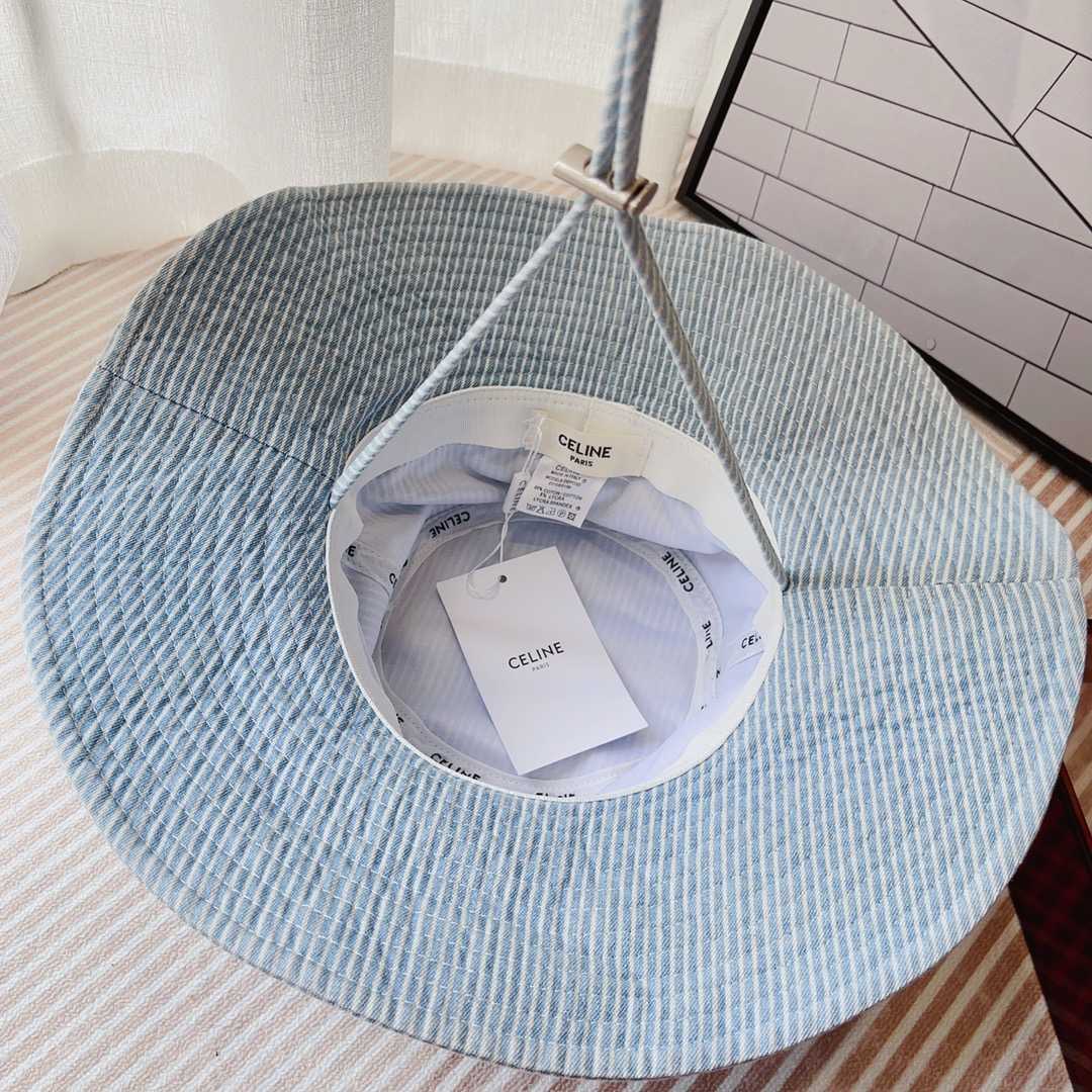 Celine  Walking Hat In Striped Cotton Indigo/ White - PerfectKickZ