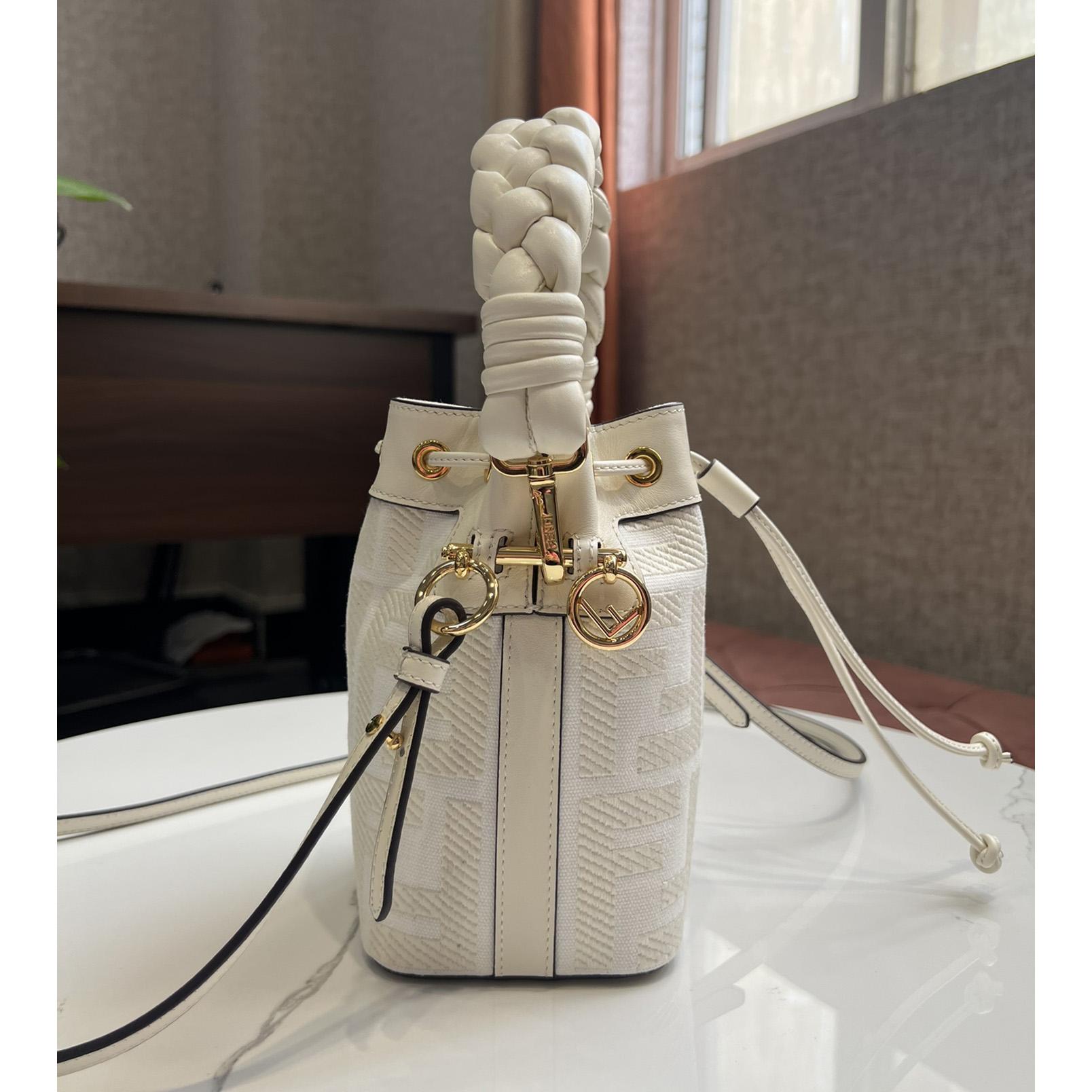Fendi Mon Tresor White Canvas FF Mini Bag - PerfectKickZ