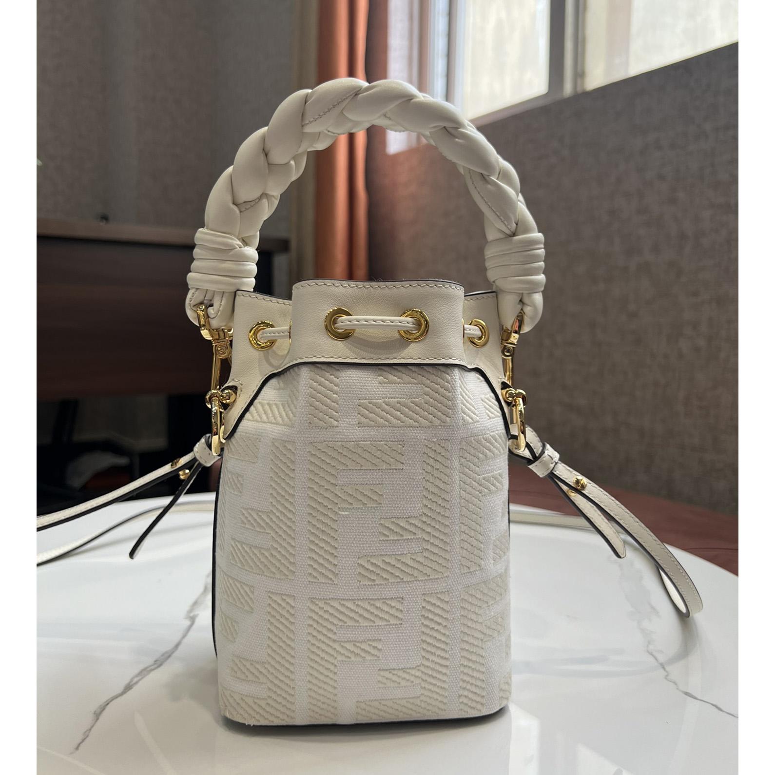 Fendi Mon Tresor White Canvas FF Mini Bag - PerfectKickZ