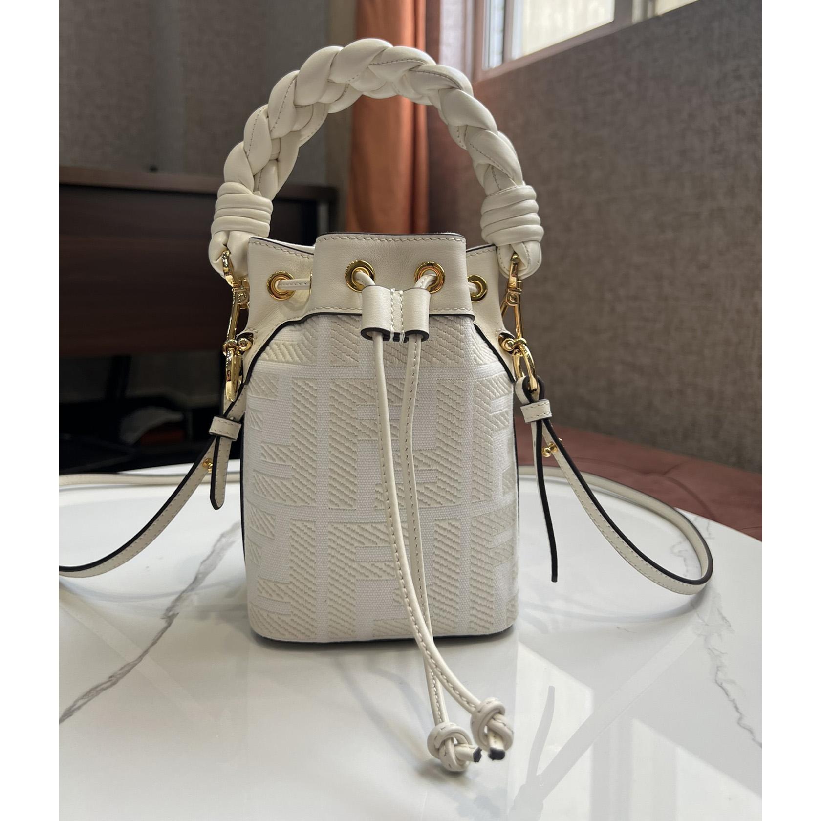 Fendi Mon Tresor White Canvas FF Mini Bag - PerfectKickZ