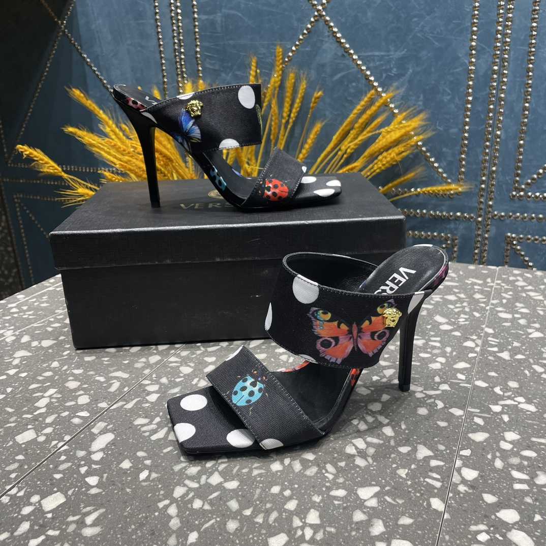 Versace Butterflies Canvas High Heel Mules - PerfectKickZ