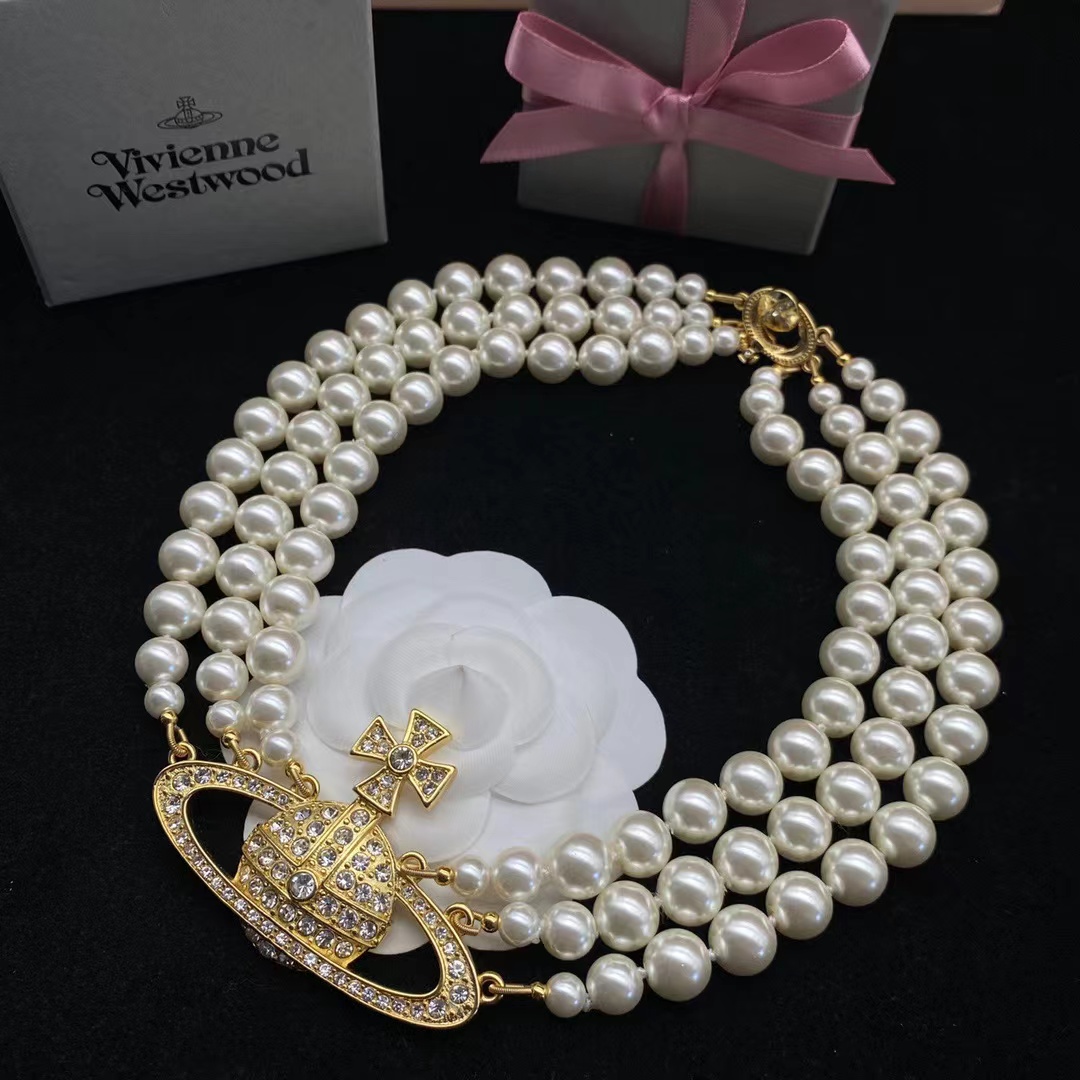 Vivienne Westwood Bas Relief Gold-tone and Faux Pearl Choker - PerfectKickZ