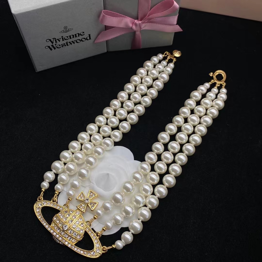 Vivienne Westwood Bas Relief Gold-tone and Faux Pearl Choker - PerfectKickZ