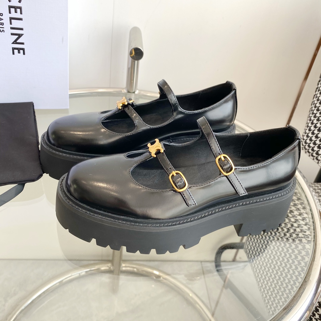 Celine Bulky Babies Triomphe In Polished Bull Black - 