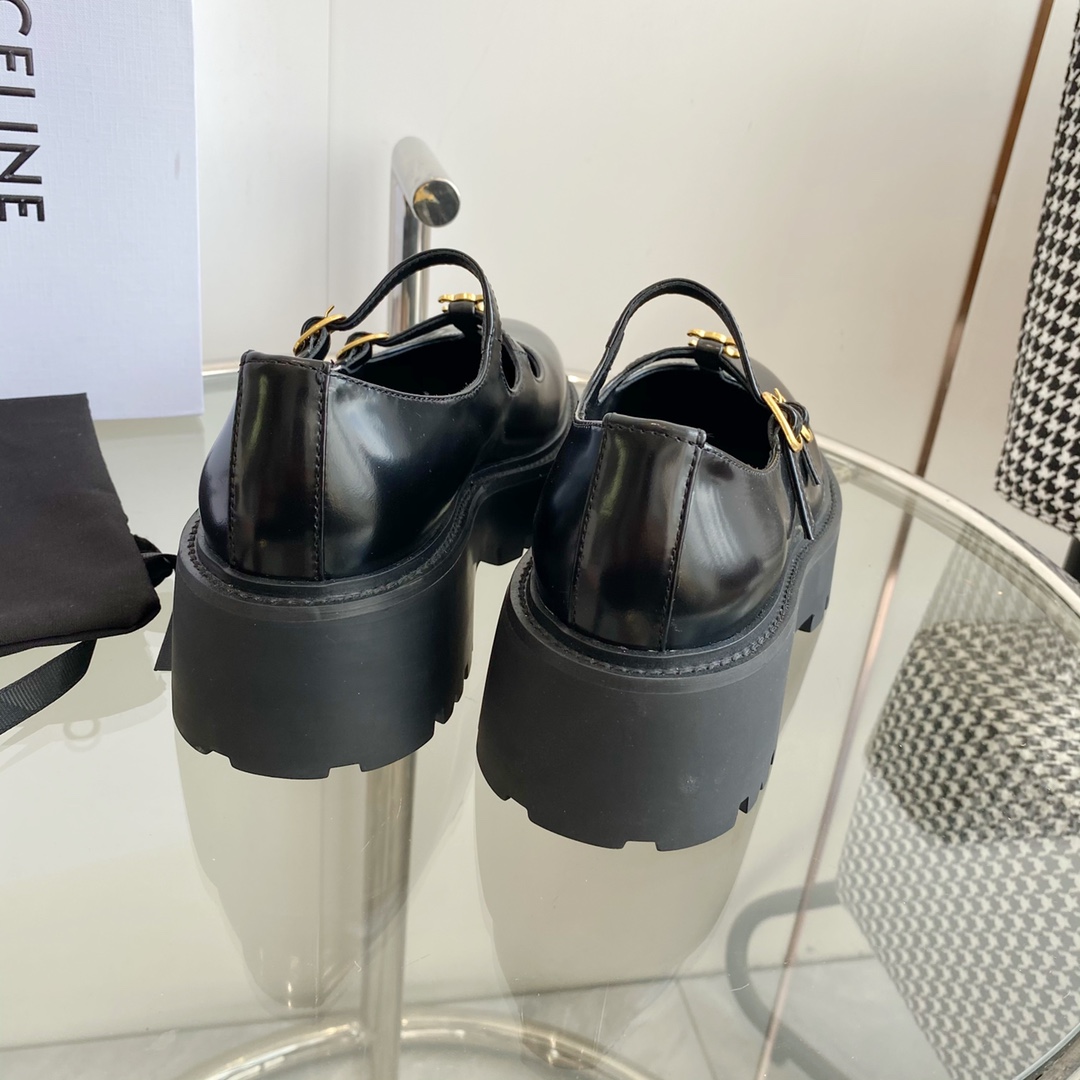 Celine Bulky Babies Triomphe In Polished Bull Black - PerfectKickZ