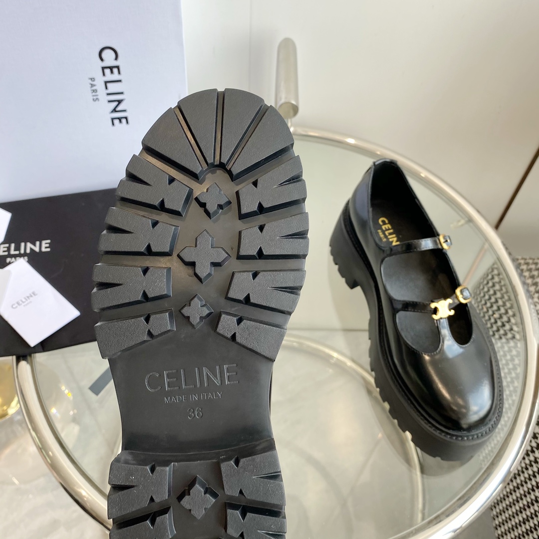 Celine Bulky Babies Triomphe In Polished Bull Black - PerfectKickZ