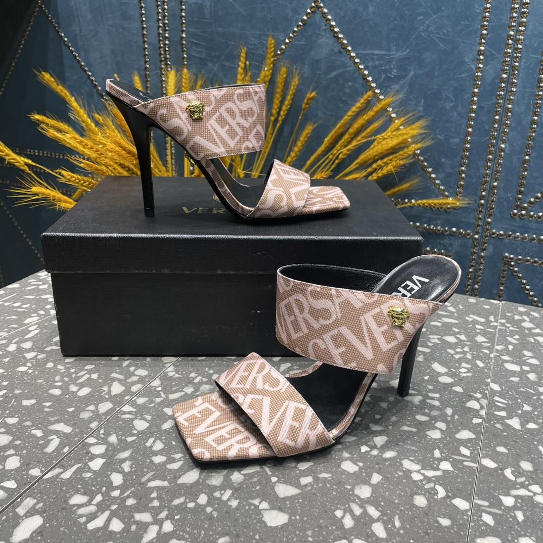 Versace Allover High Heel Mules - PerfectKickZ