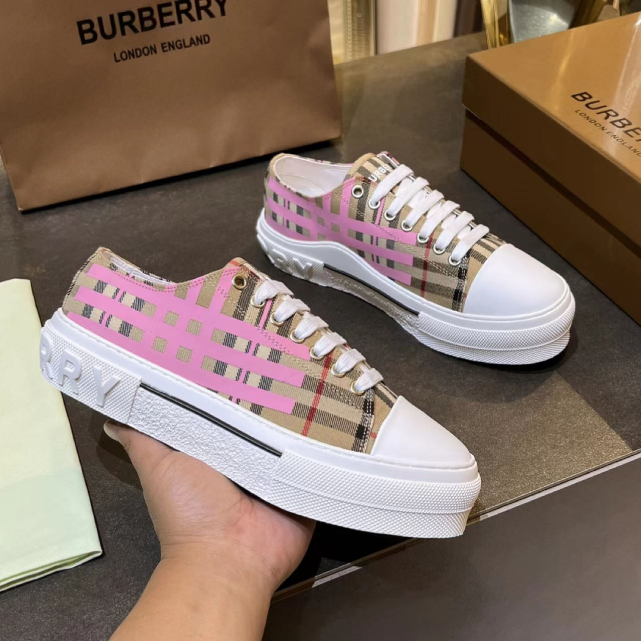 Burberry Check Cotton Sneakers - PerfectKickZ