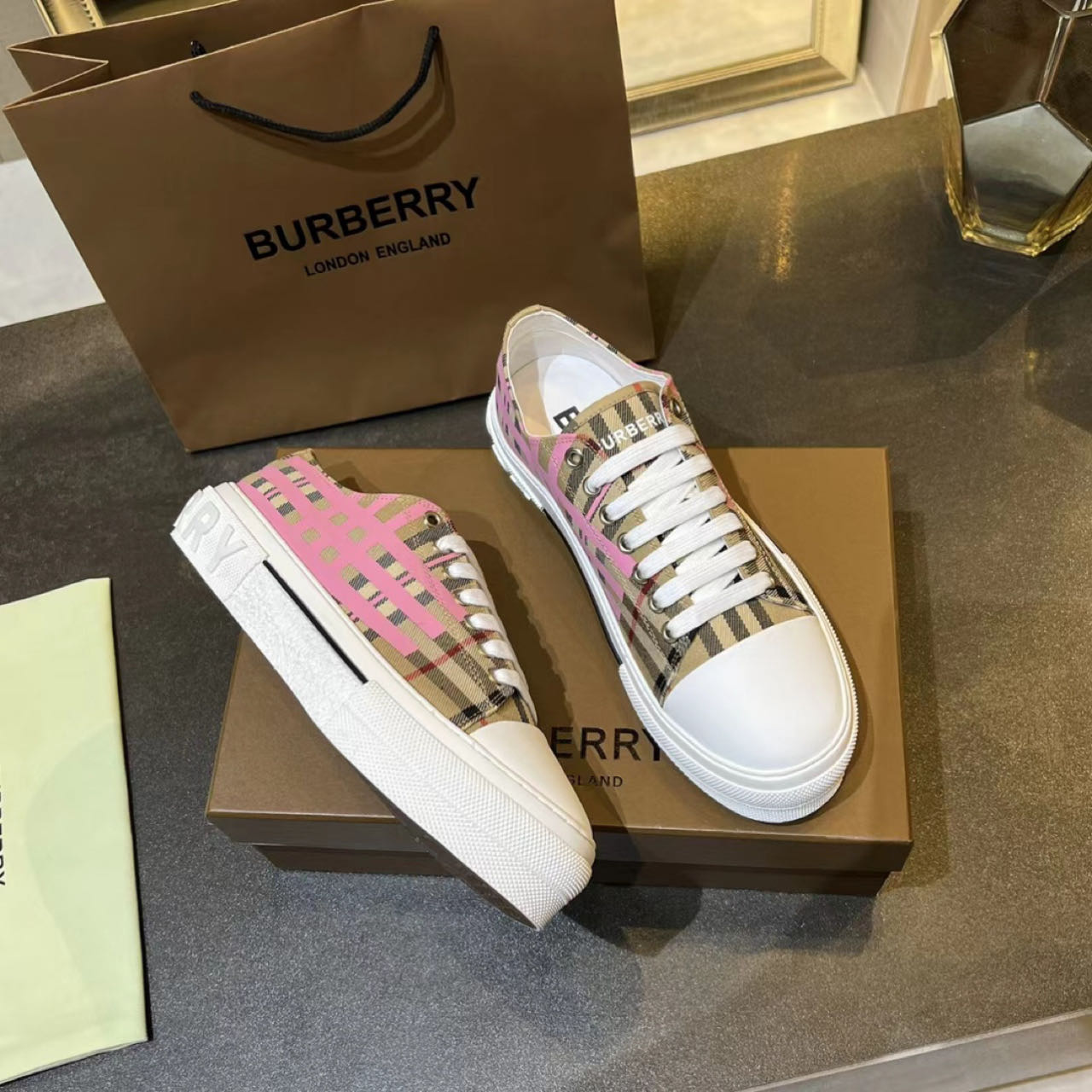 Burberry Check Cotton Sneakers - PerfectKickZ