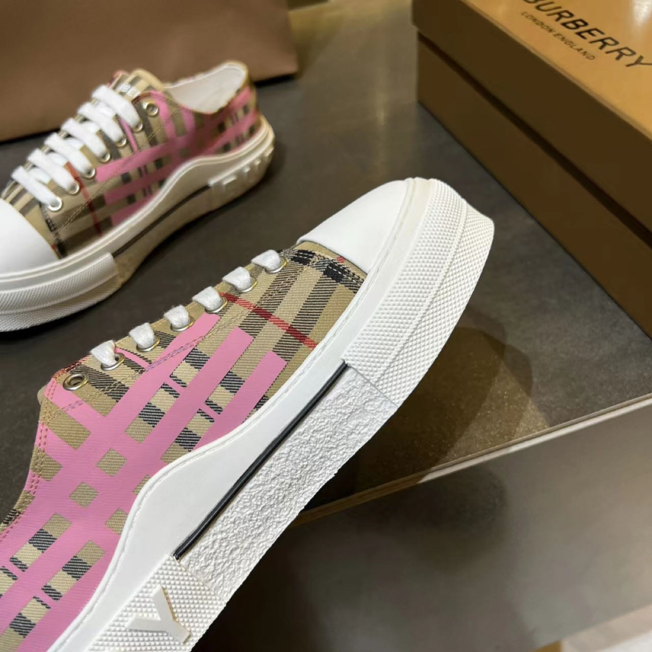 Burberry Check Cotton Sneakers - PerfectKickZ