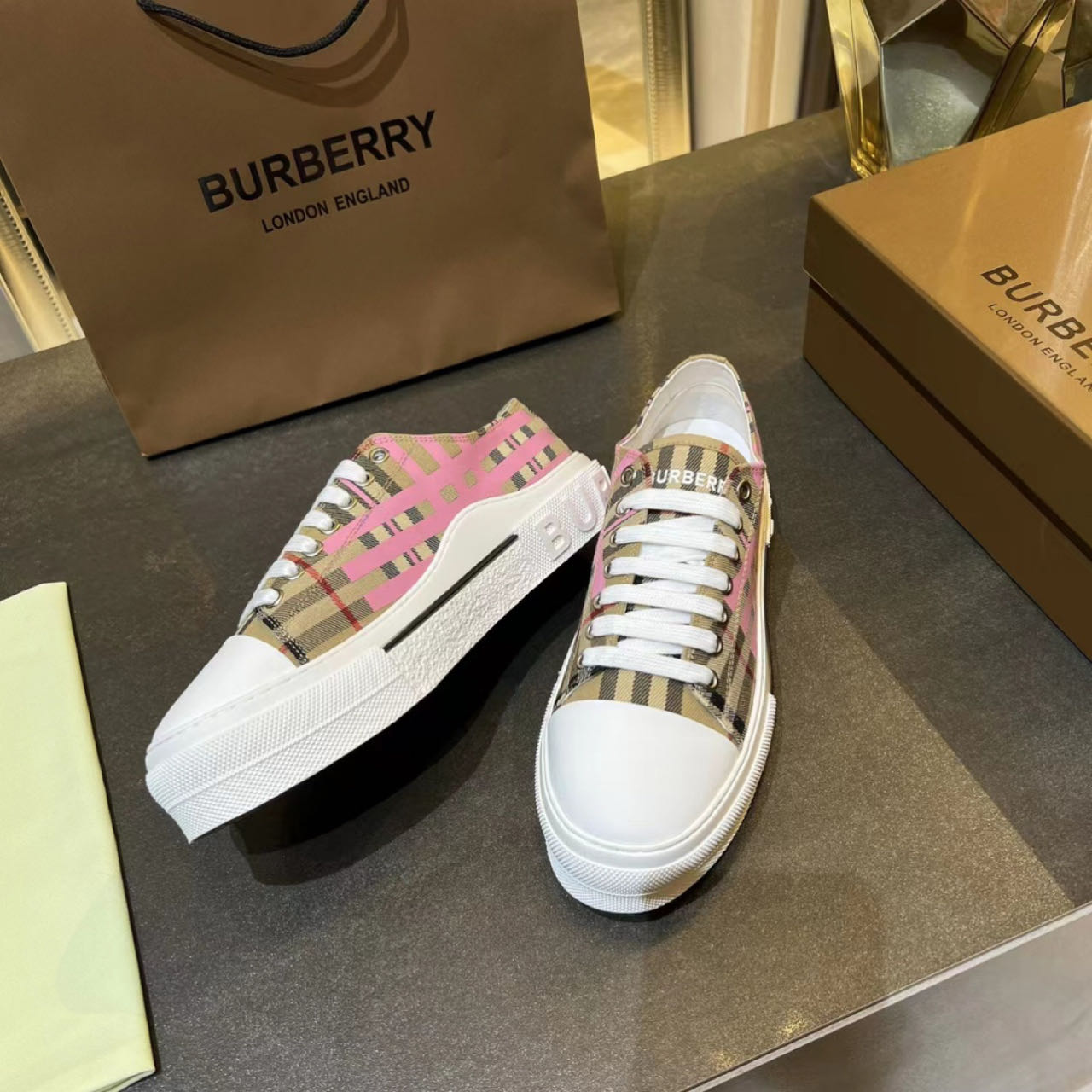 Burberry Check Cotton Sneakers - PerfectKickZ