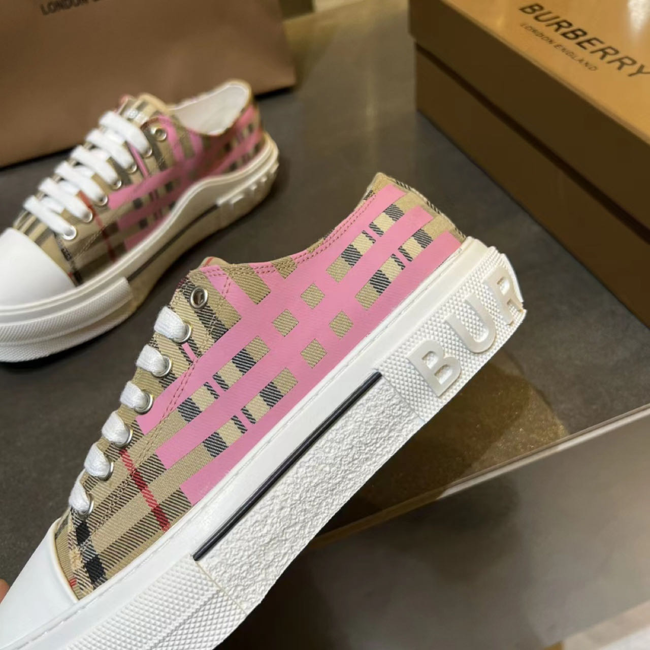 Burberry Check Cotton Sneakers - PerfectKickZ