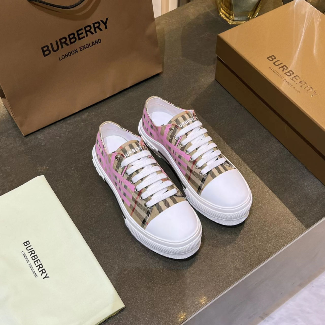 Burberry Check Cotton Sneakers - PerfectKickZ