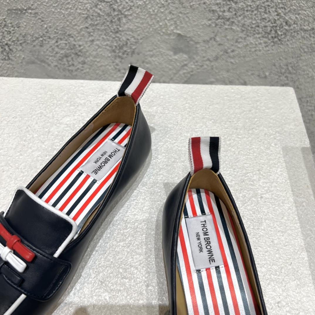 Thom Browne Navy Calf Leather Flexible Leather Sole 3-bow Loafer - PerfectKickZ